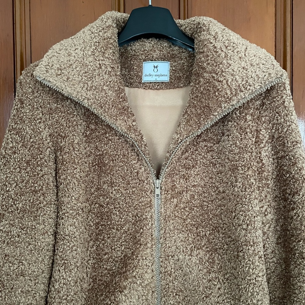 Dudley Stephens Brooklyn Bomber Jacket. Size small, caramel brushed fleece.